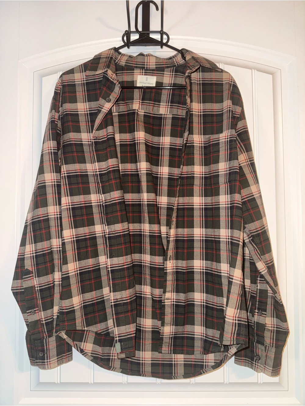 Men's Plaid Button-Down Shirt - Green, Black & Tan